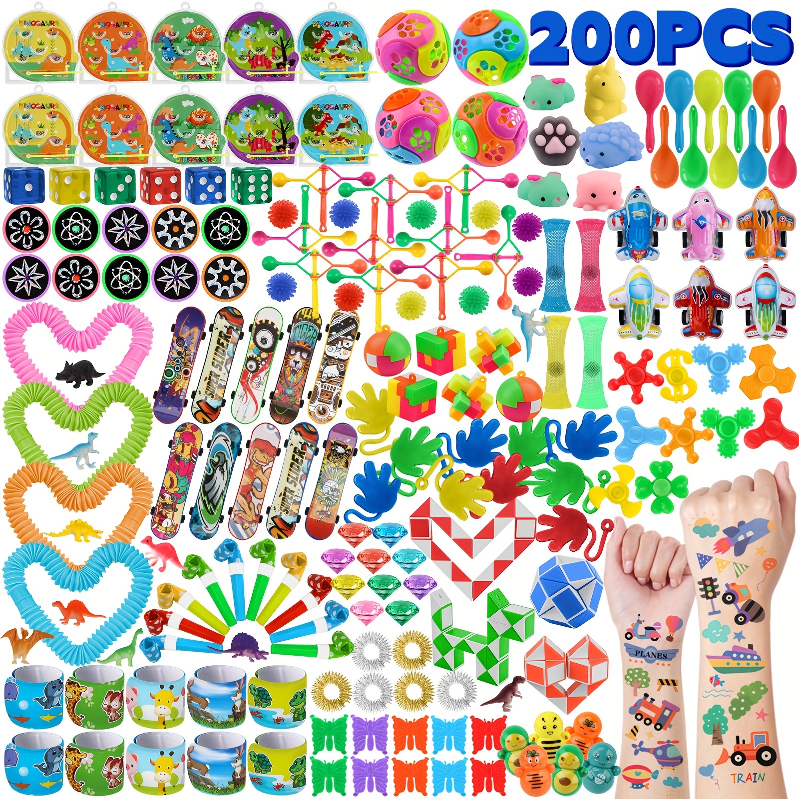 200 piezas de recuerdos de fiesta para niños de 4 a 8 años, rellenos de  piñata, juguetes de caja de premios para niños, recompensas de aula,  juguetes