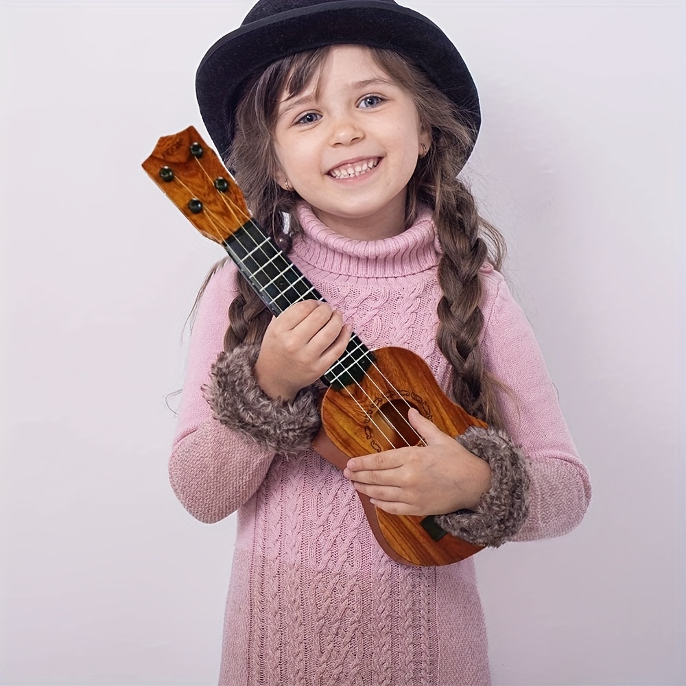 Guitarra de juguete, 6 cuerdas de metal acústica para niños, ukelele de 26  pulgadas con púa de guitarra, instrumento musical de estrella de rock (no