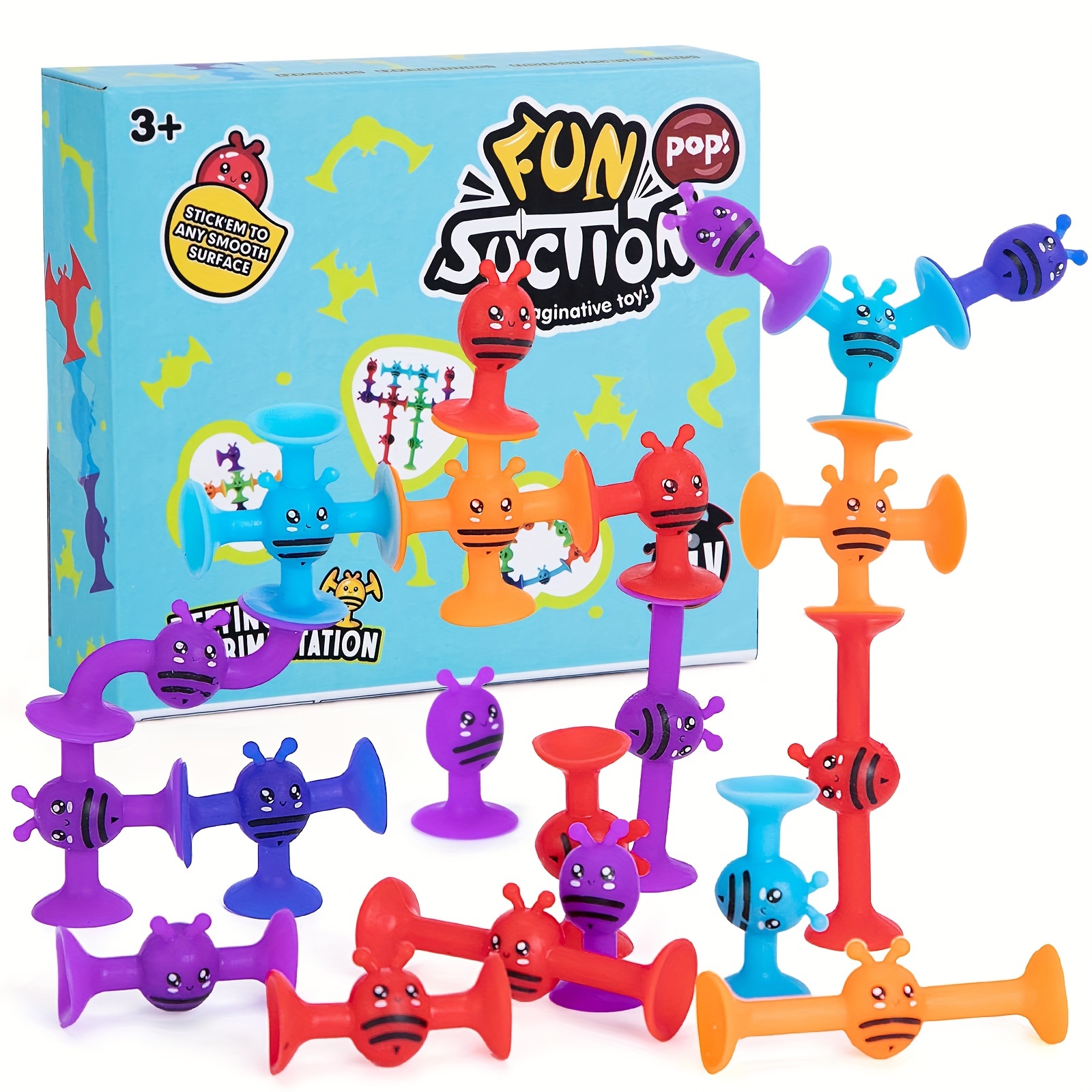 Jouets à Ventouse Silicone, 19 Pièces Sucker Toys Set, Jouet d'Aspiration  pour Enfants, Jouets Sensoriels Interactifs, Jeu de Bain pour Bebe, Jeu  Ventouse Cadeaux pour Enfants