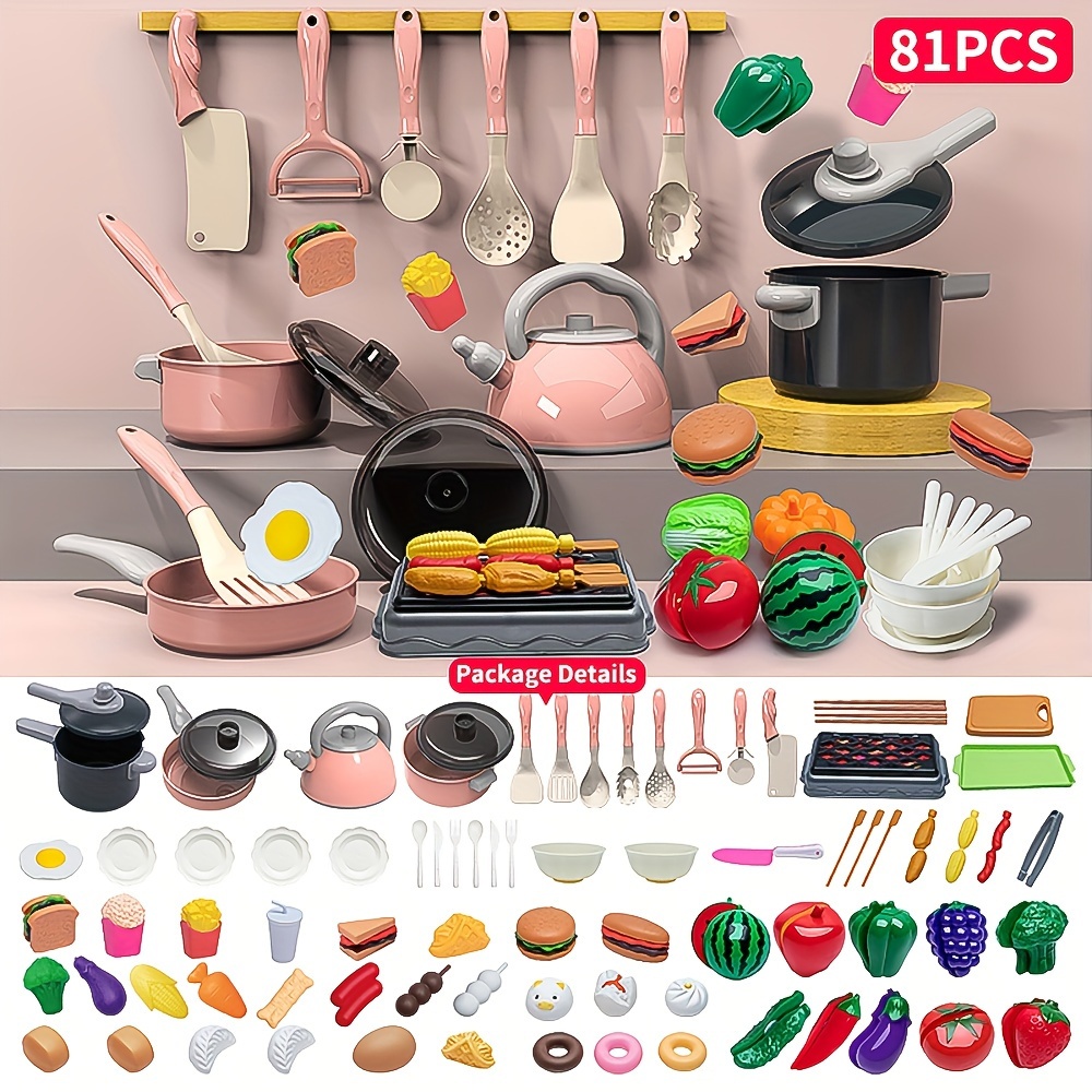  32 Pieces Kitchen Pretend Play Toys,Cooking Set with Cookware  Utensil Toys,Pan,Cup,Play Food for Kids, Educational Learning Tool and Chef  Role Play, Great Kitchen Toys for Toddler Kids Boys Girls : Toys