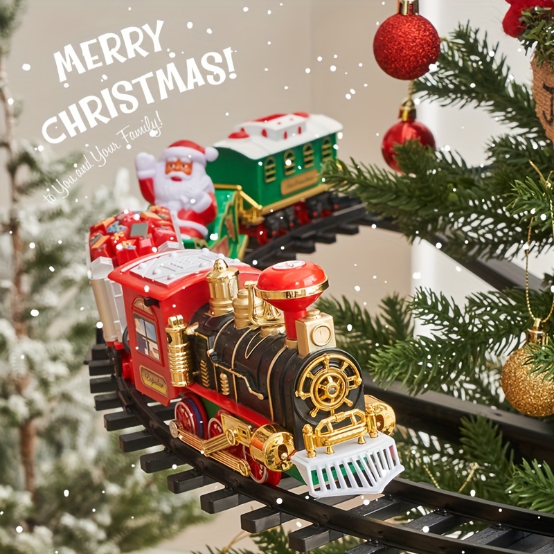 Tren de juguete eléctrico de Navidad para niños, vías de ferrocarril, motor  de locomotora de vapor, modelo fundido a presión, juego educativo -  AliExpress