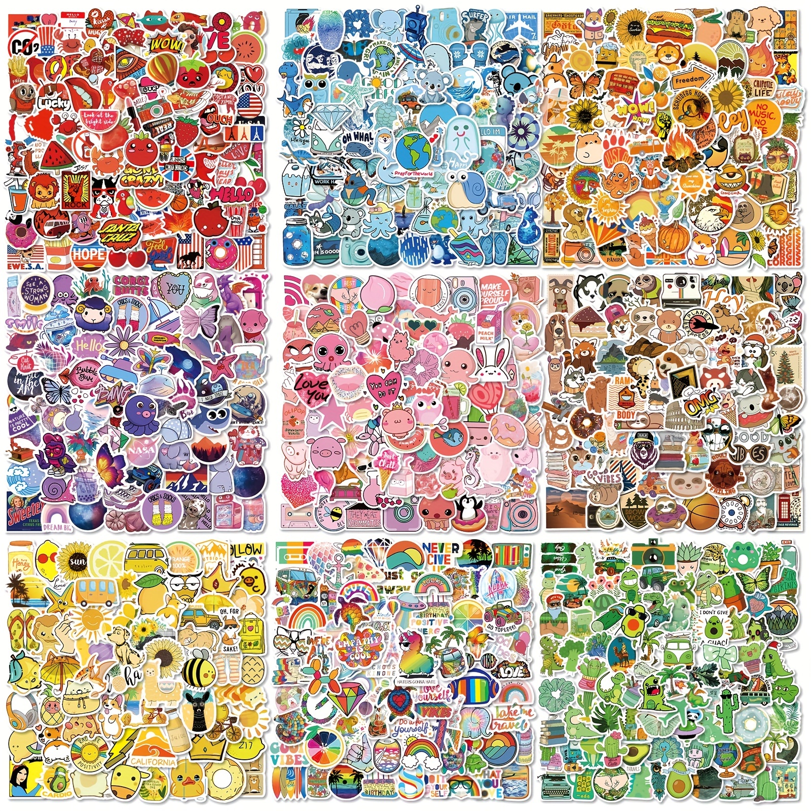 800Pcs Mixed Cool Stickers for Adults, 400Pcs Water Bottle Stickers Pack  for Tee