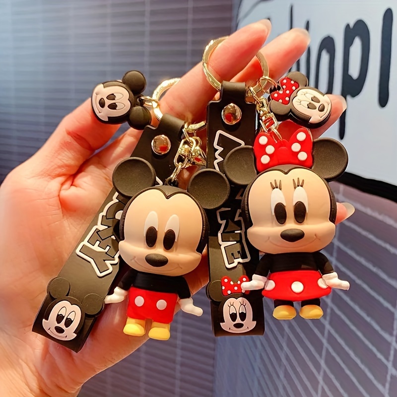 Disney Cartoon Mickey Mouse Rubik's Cube Keychain Minnie Cute Doll Keyring  Fashion Couple Bag Ornament Pendant Gift