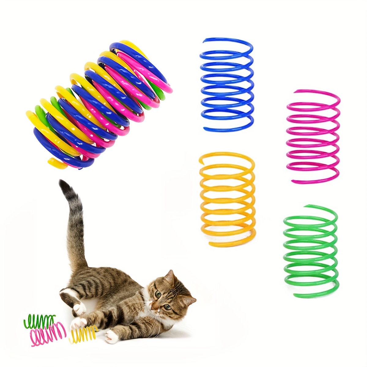 Rainbow Mouse Spring Cat Toy with Suction Cup