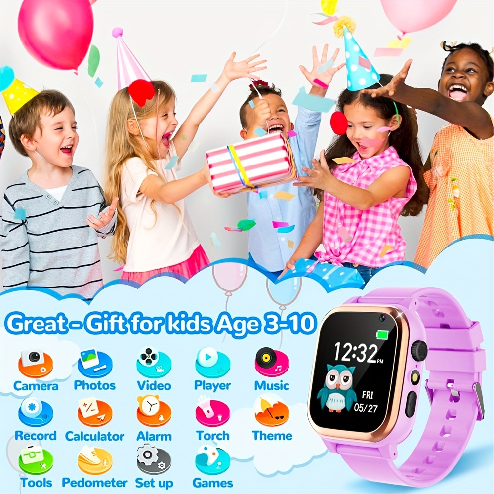 Reloj inteligente para niños, 24 juegos, podómetro, cámara, temporizador de  video, reloj inteligente para niños, calculadora de música, calendario