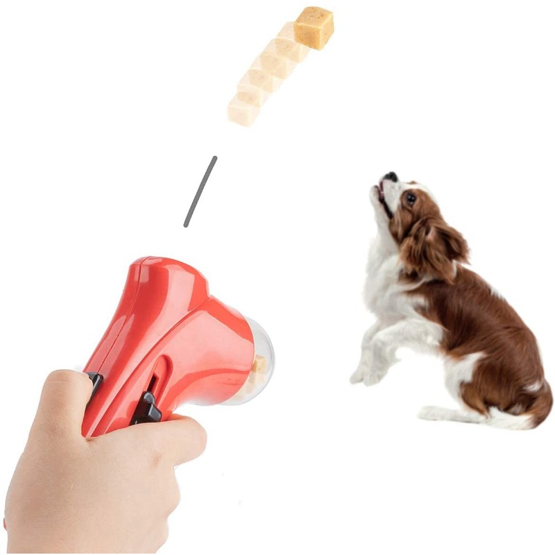 Dog Food Feeder, Funny Pet Treat Launcher Ejecting Interactive Puppy Snack  Dispenser Hand Held Gun Food Catapult for Dog Cat Exercise and