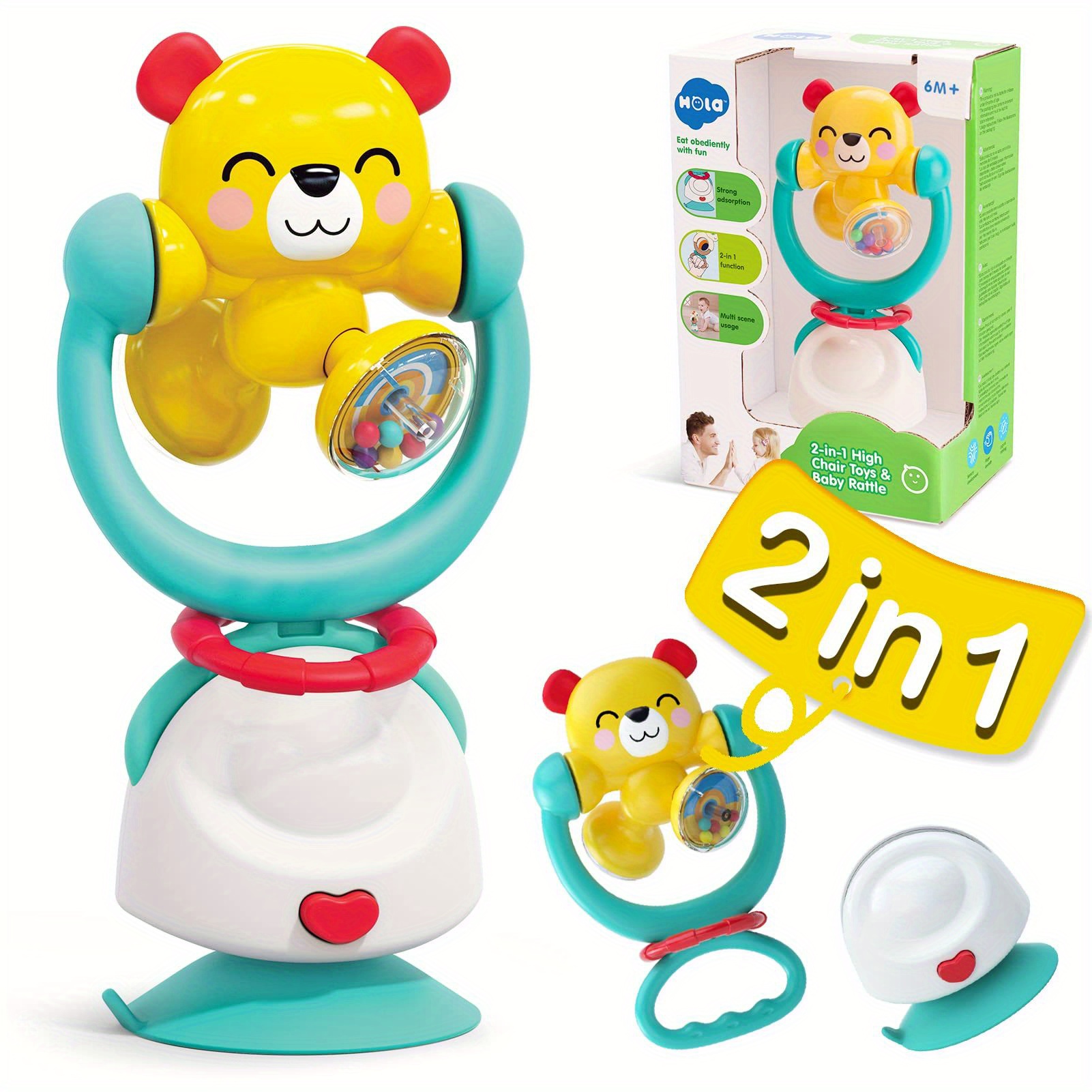 5-in-1 High Chair Toy with Suction Cups Spinner Montessori Toys for Toddler  1-3 Year Old-Fine Motor Infant Tray Sensory Travel Toys for Baby 6-12-18