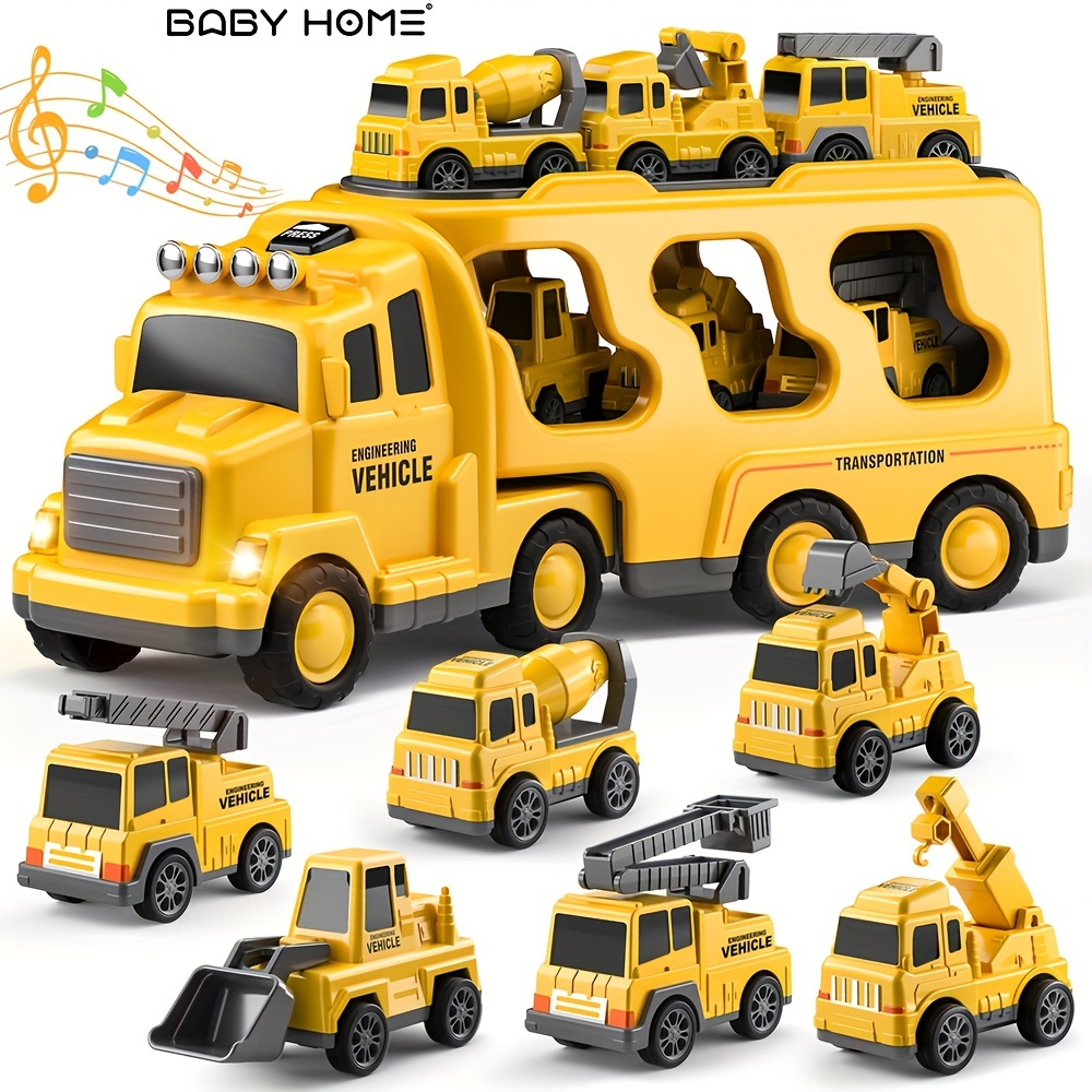 i diy Tow Truck Toy with Hook and car，Friction Power Transport Truck Crane  Toy with Light&Sound for Boys and Girls Age 3-7… : : Toys & Games