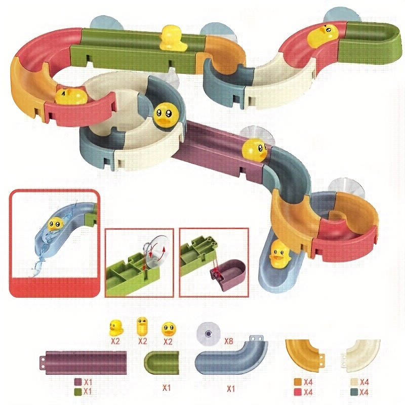Duck Slide Bath Toys Wall Track Building Set For Kids Ages 4 - Temu