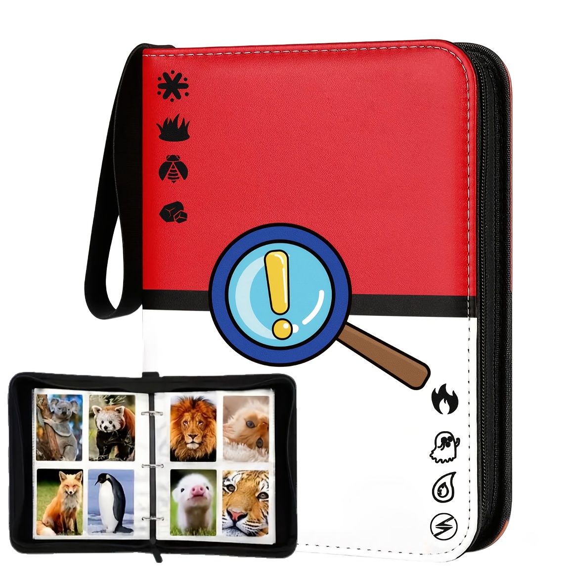 Porte-cartes Taperso Pochette range cartes rouge pour carte pokemon magic  motif eclair facon kawai
