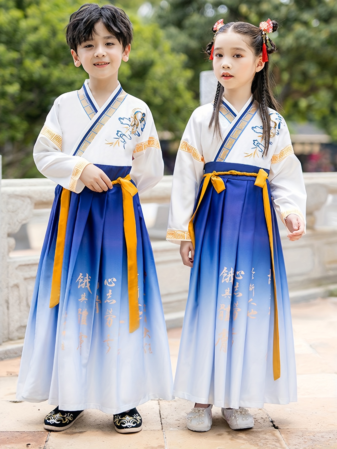 Kids Girls Chinese Dress Embroidered Hanfu Princess Stage Costume Tang  Clothes