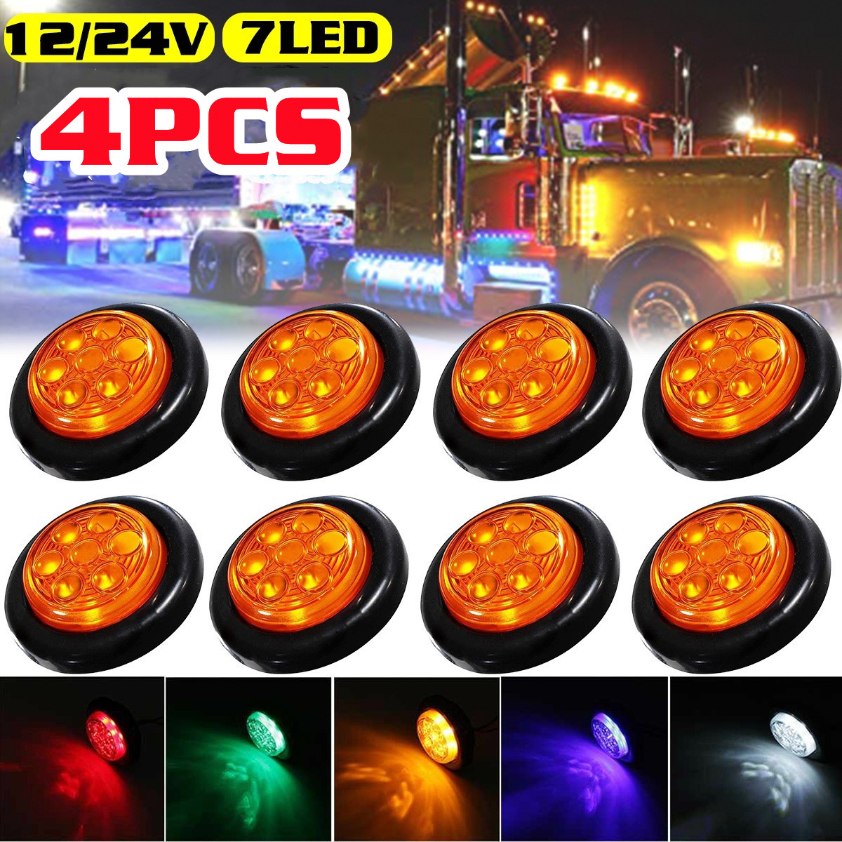 Luces LED De Freno Cola Remolque Naranja Ovalado Traseras Para Camiones 2  Set