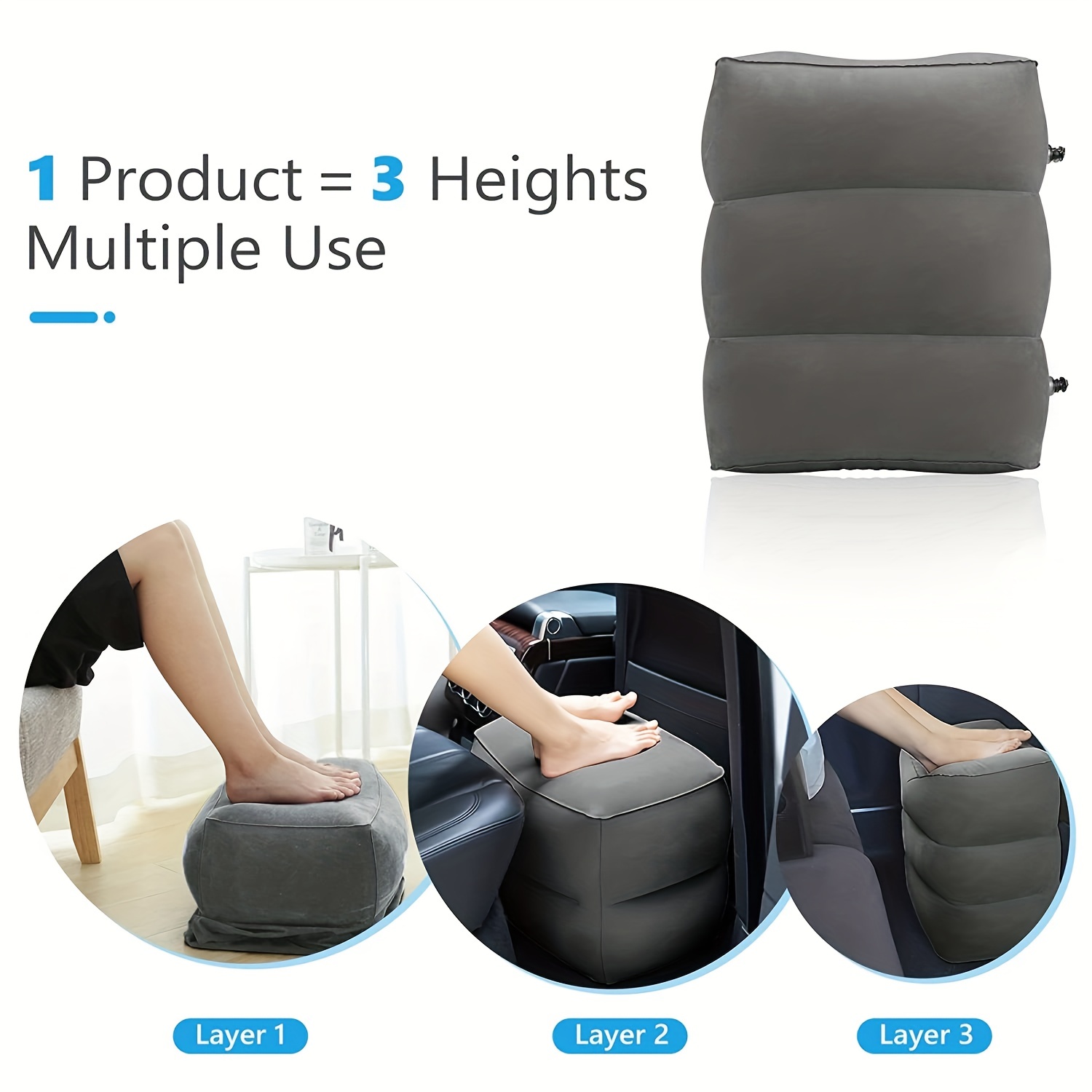 2 Foldable Inflatable Seat Cushions For Travel, Car, Bus, Train