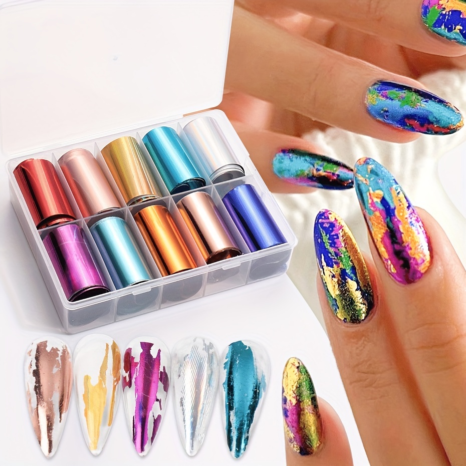 14 Colors Metallic Nail Foil Transfer Stickers Nail Art Accessories  Holographic Effect Nail Foils Supply Gold Silver Matte Transfer Foils Nail  Decals