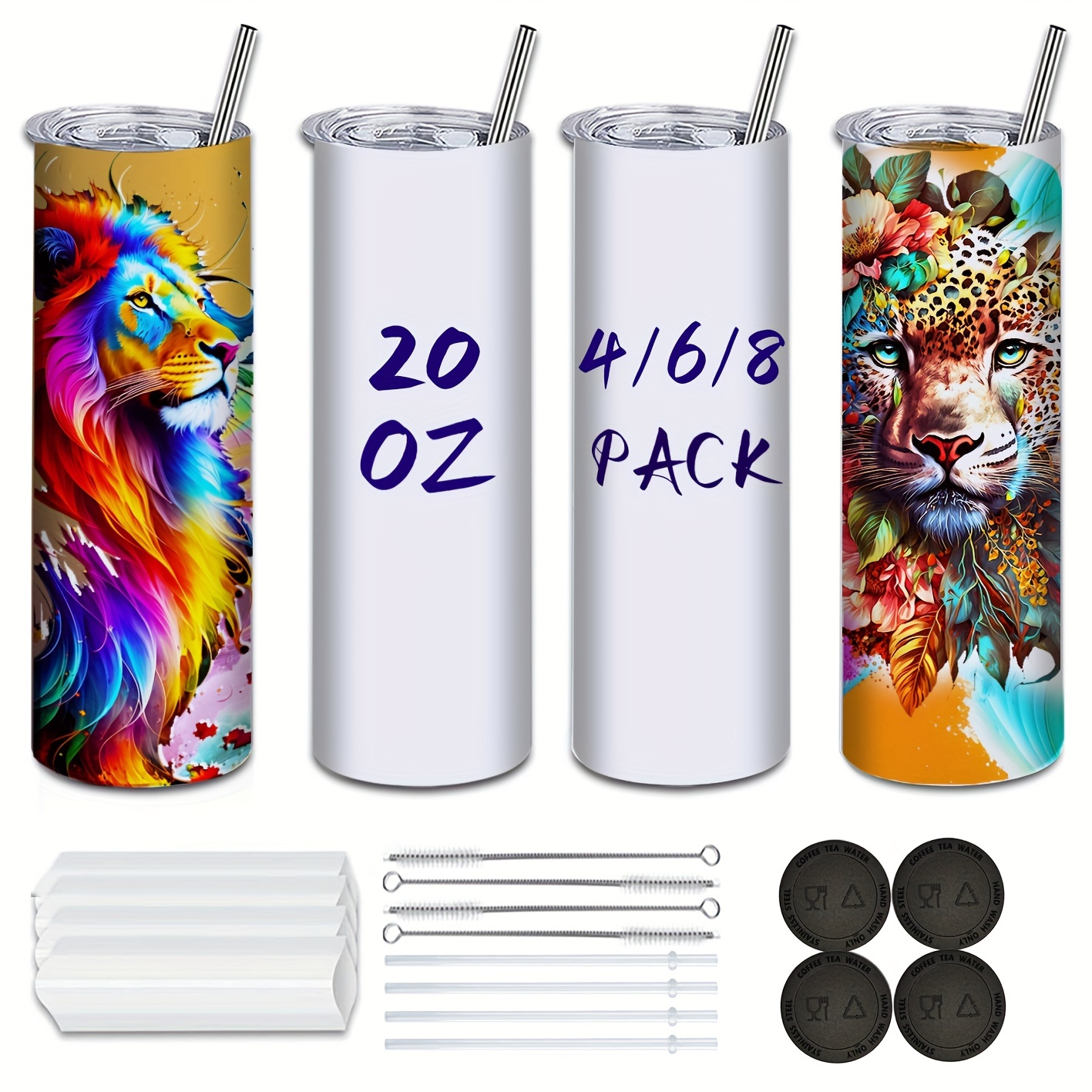 Agh Sublimation Sippy Cups Blanks Tumblers with Handles, 30 Pack 12 oz Straight Sublimation Tumblers Stainless Steel Insulated Skinny Tumblers with