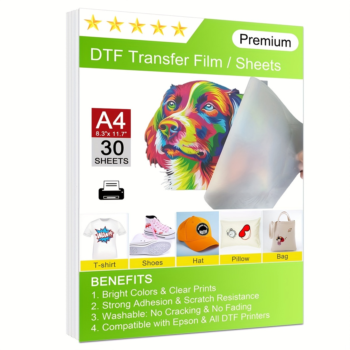 DTF PET Film A3 A4 100 PCS sublimacion Transfer Film Heat Transfer Paper  For Papel Transfer Para Textil Plancha Direct on TShirs