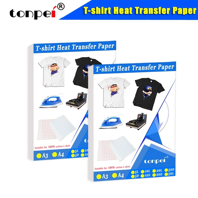 50 Sheets Dark Fabric Inkjet Heat Transfer Paper A4 (8.27 x 11.7) Inkjet  Printable Heat Transfer Paper DARK T-shirt Iron-on 