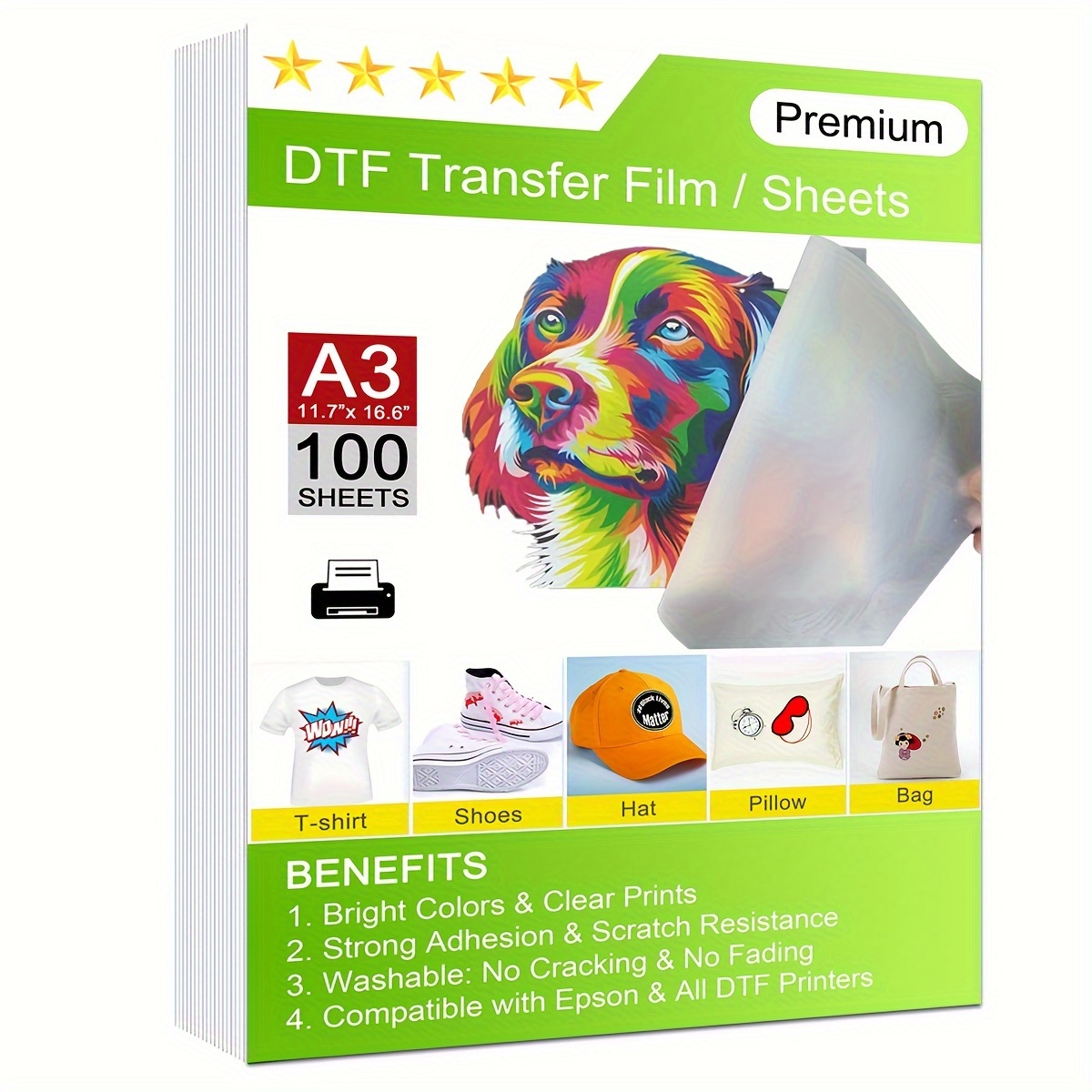 DTF Transfer Film-A3 Sheets (13x19) Matte-100 pk