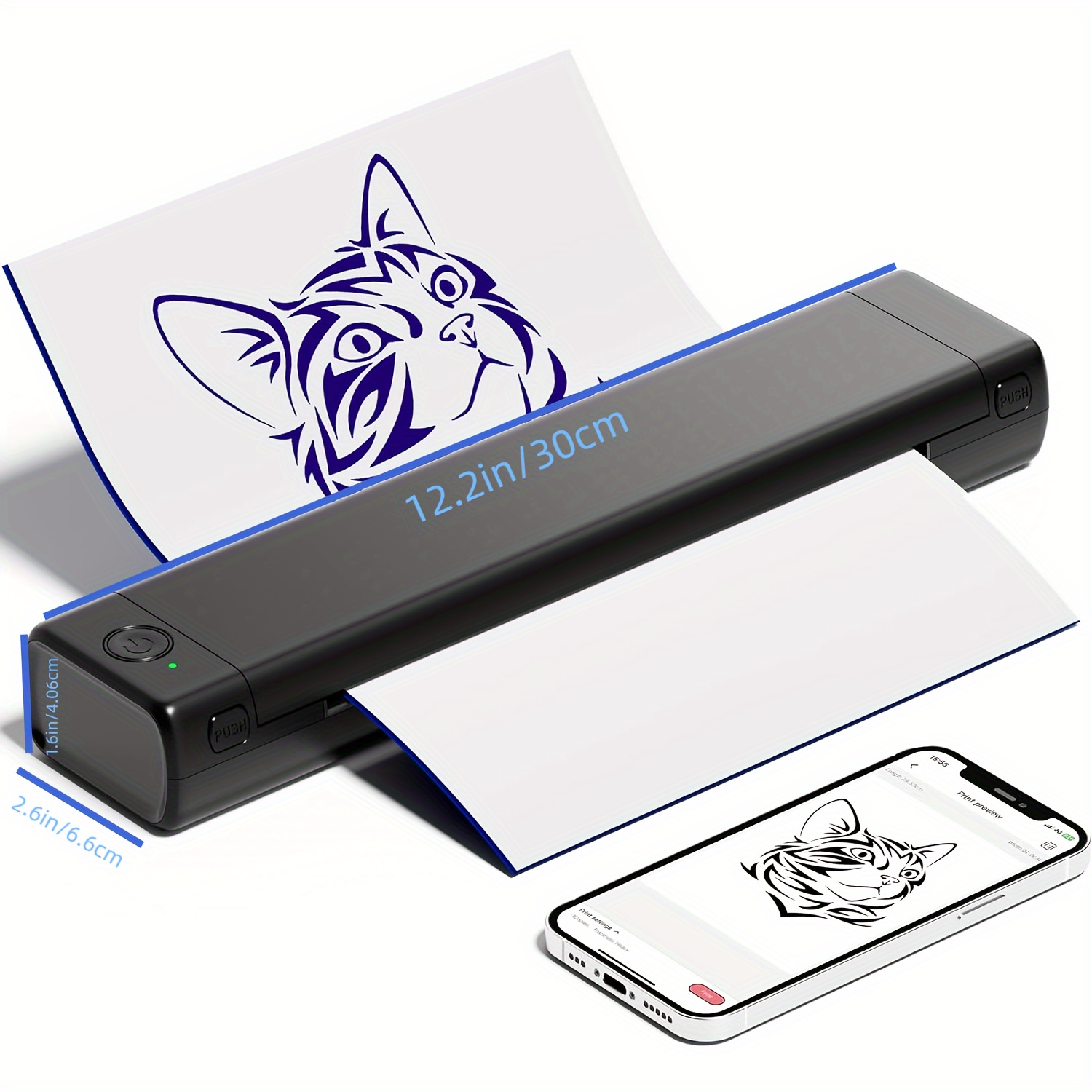 USB Tattoos Printer Thermal Tattoos Pattern Stencil Machine APP One-click  Printing Compatible with Computers Cellphones and XPWin7810 PC Tablets  System Black 
