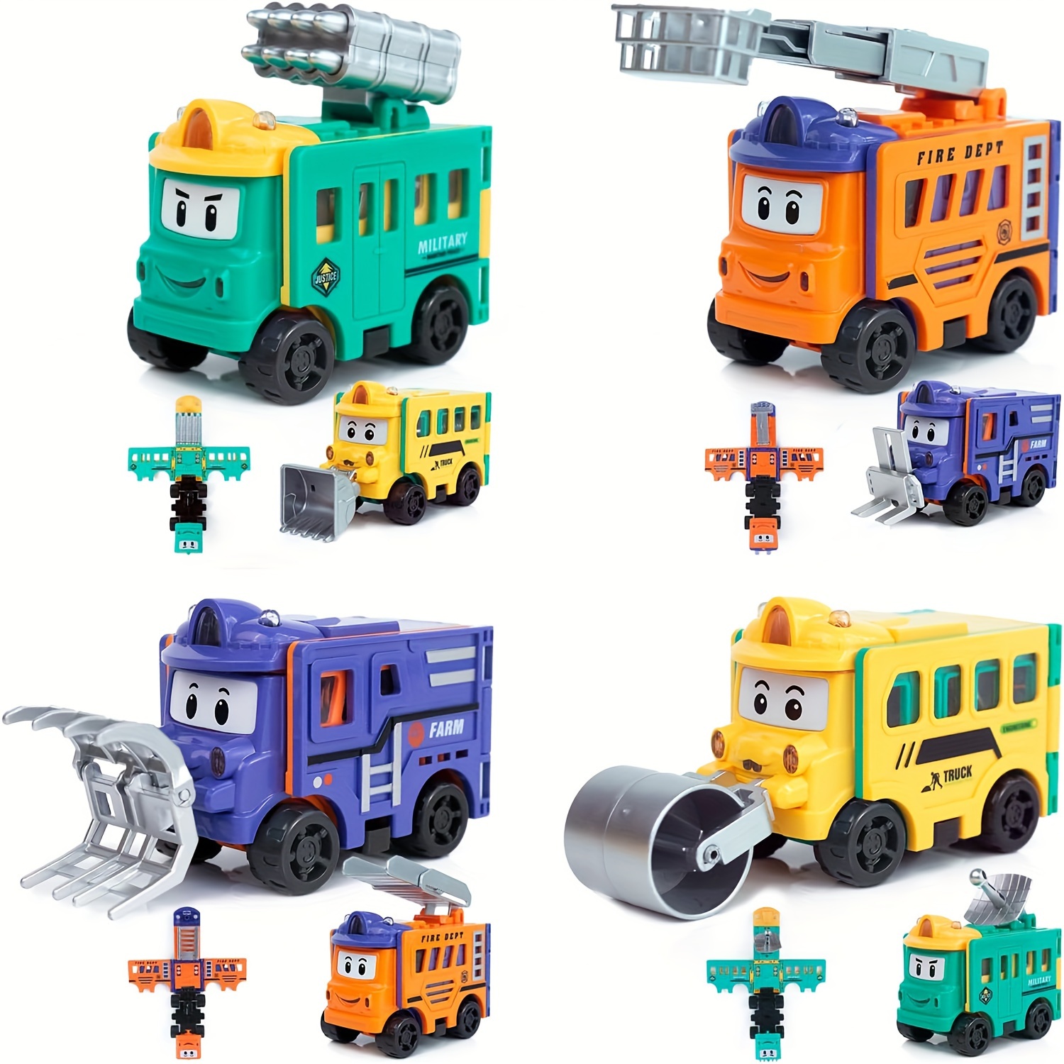  TEMI Camión de construcción de juguete para niños pequeños de  3, 4, 5, 6 años, 7 en 1, vehículos de construcción con tapete de juego,  juego de juguetes de automóvil para