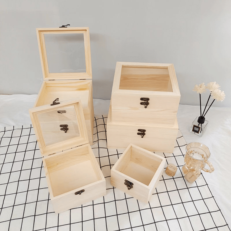 Caja de madera grande para recuerdos, cajas de madera decorativas con tapa  y cerradura con bisagras, caja de regalo de madera de almacenamiento grande
