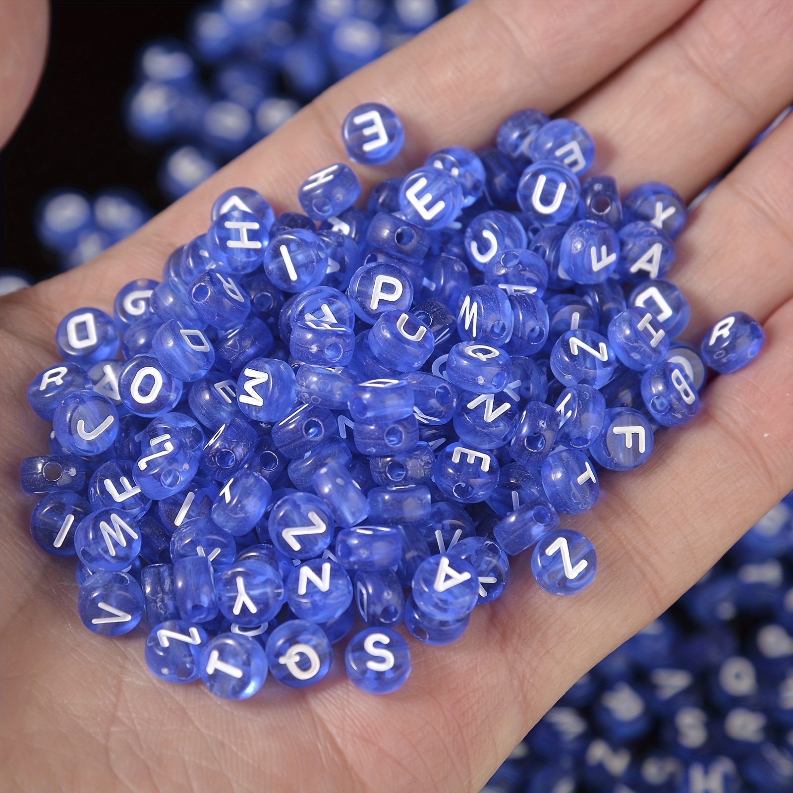 50G Acrylic Vowel Letter Beads 5mm Cube Horizontal Hole Beads