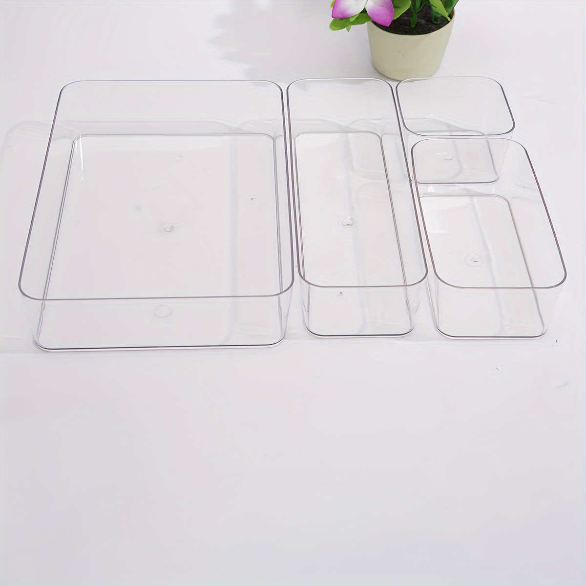 Sales Promotion!!Square Cube 4pcs Clear Acrylic Storage Boxes Organizer  Containers