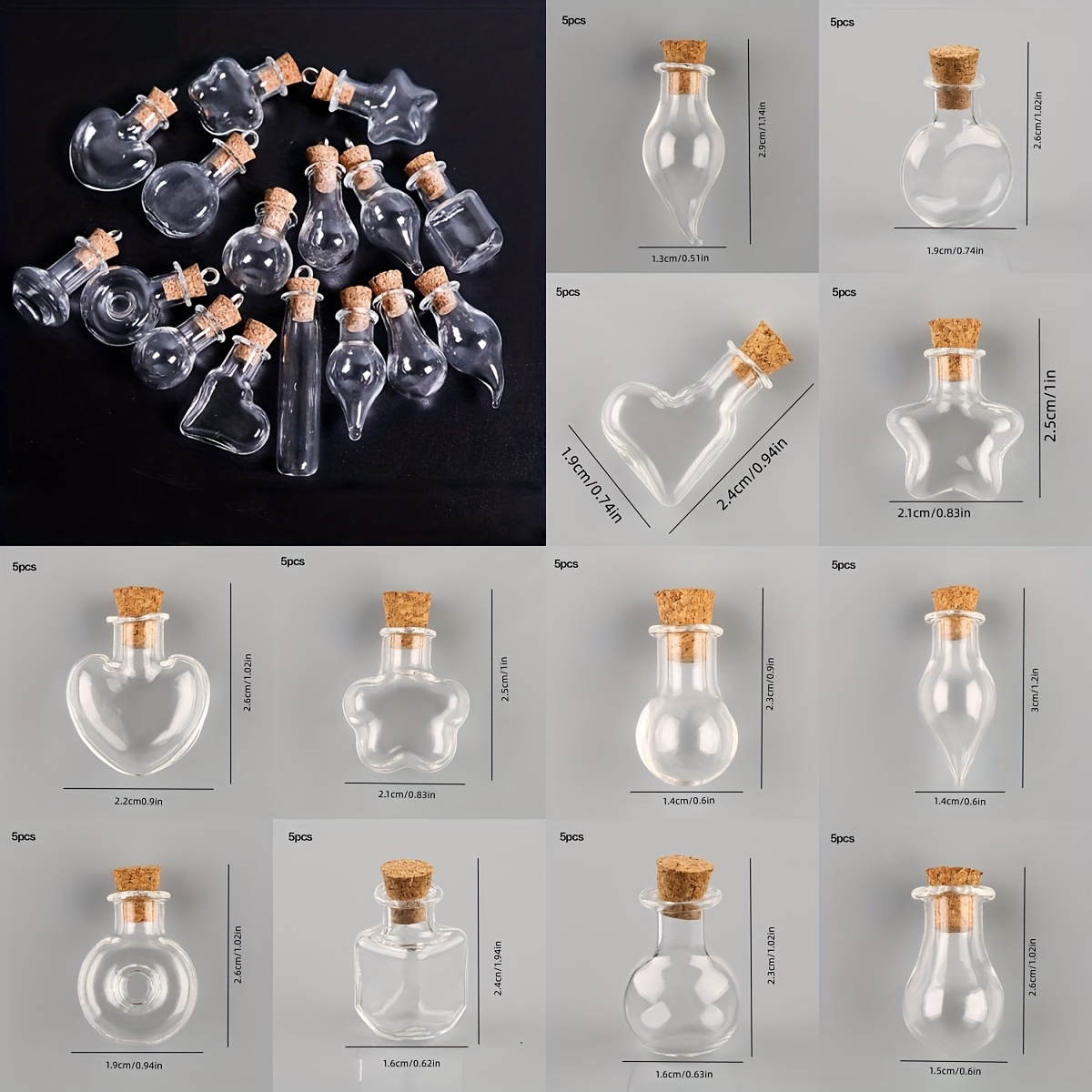 Mini Glass Bottle 1ml Transparent Water-drop Glass Bottle Jars 