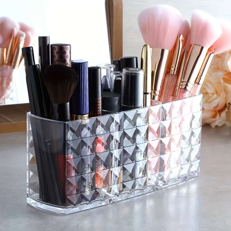 Cosmetic Brush Storage Box Makeup Organizer Acrylic Brush Holder Eyeliners  Display Holder With Lid Clear Dustproof Plastic Box - Storage Boxes & Bins  - AliExpress