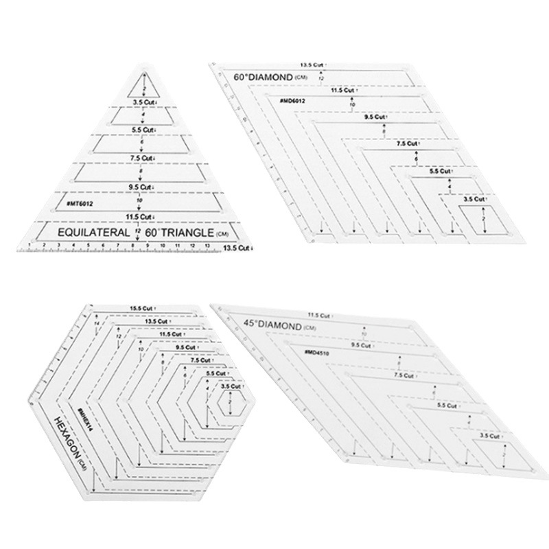 YARNOW 2Pcs Quilting Handwork Tool Patchwork Sewing Ruler Clear templates  Triangle Quilting Ruler DIY Craft Ruler Patchwork Template Patchwork Quilts