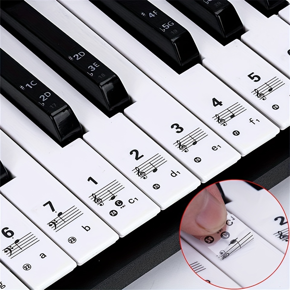 61/88 teclas de teclado de piano adesivos de silicone removível