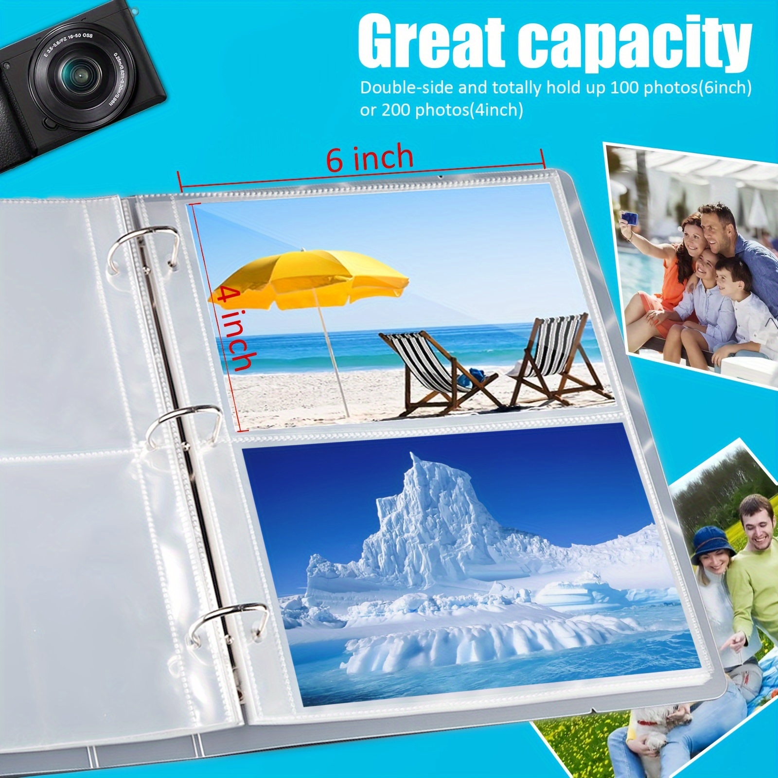 1pc 6inch Photo Album, 600 Pockets Photos, Extra Large Capacity Family  Wedding Picture Albums Holds 600 Horizontal And Vertical Photos