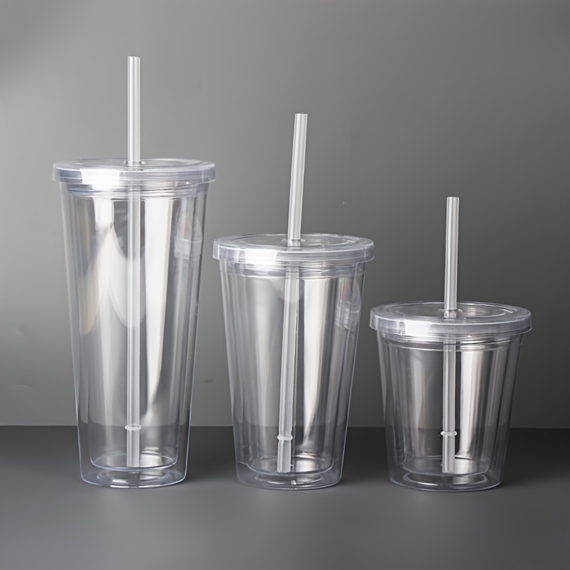 Wholesale glass water cup summer drinks cup with straw