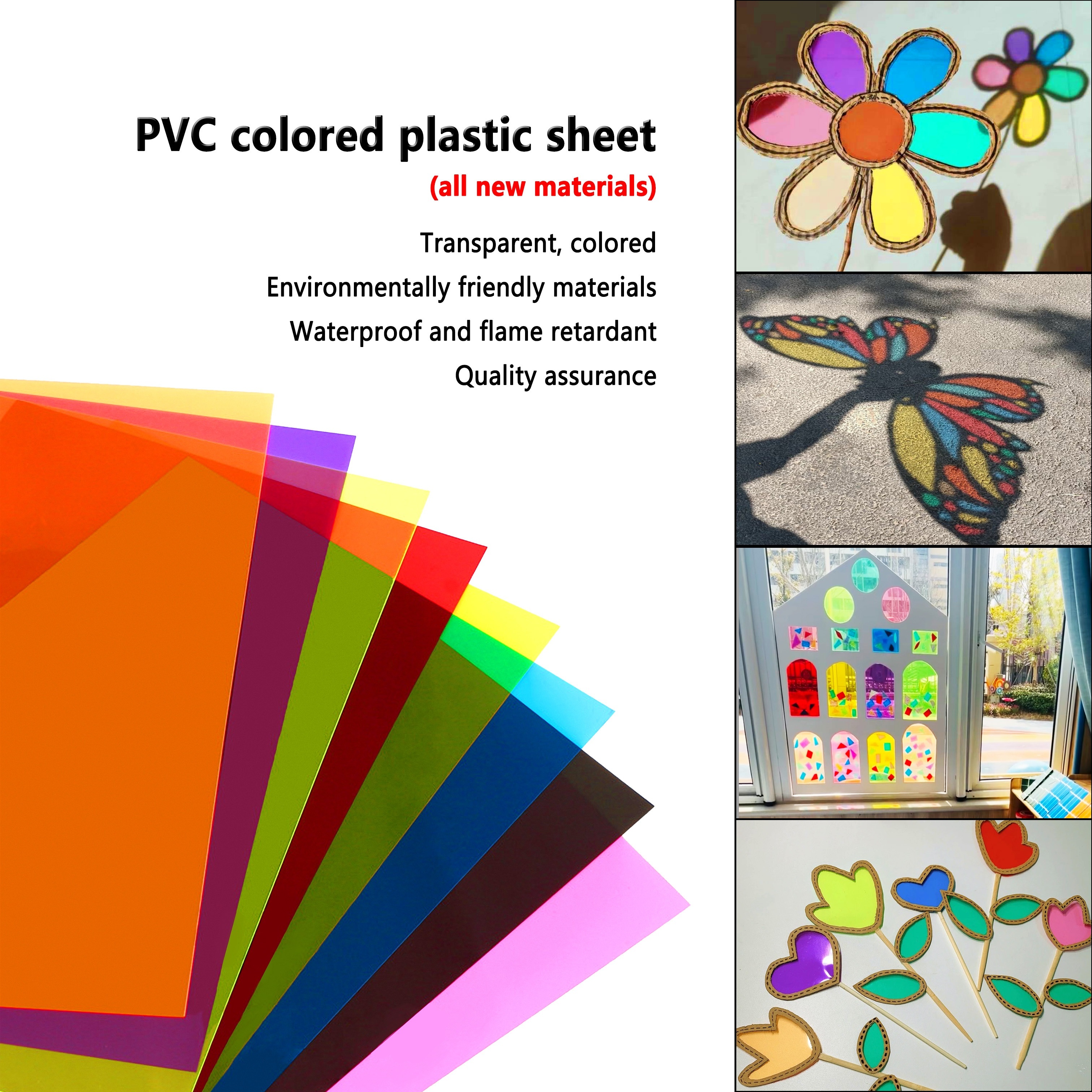 5PCS Colored A4 PVC Flexible Plastic Sheets Transparent Gel Clear DIY  Crafts Film Lighting Filter (Black)
