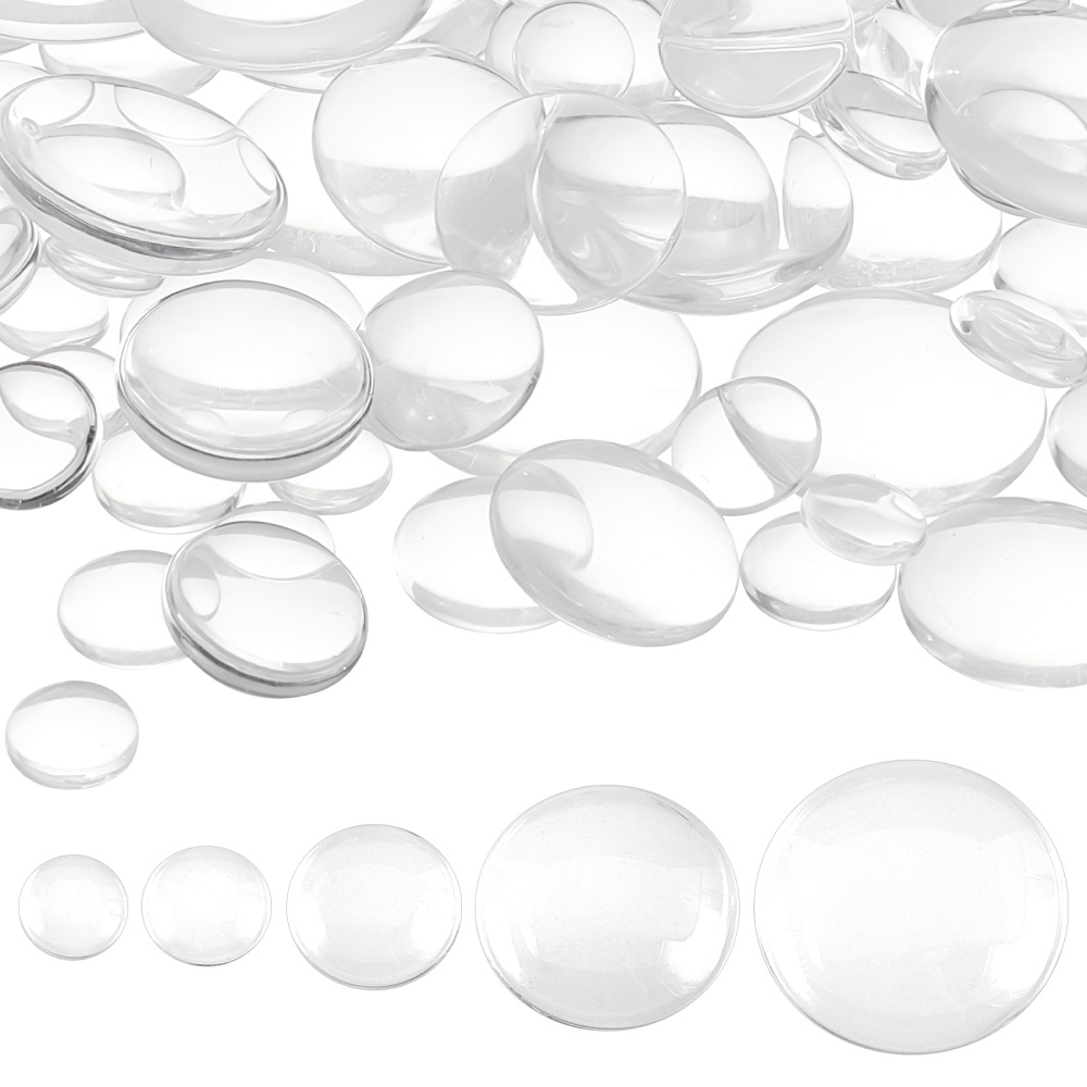 30PCS Clear Glass Cabochons 1 Inch Dome Tile Clear Glass Pebbles  Non-Calibrated Round Gems for Crafts, Cameo Pendants, Photo Jewelry, Rings,  Necklaces