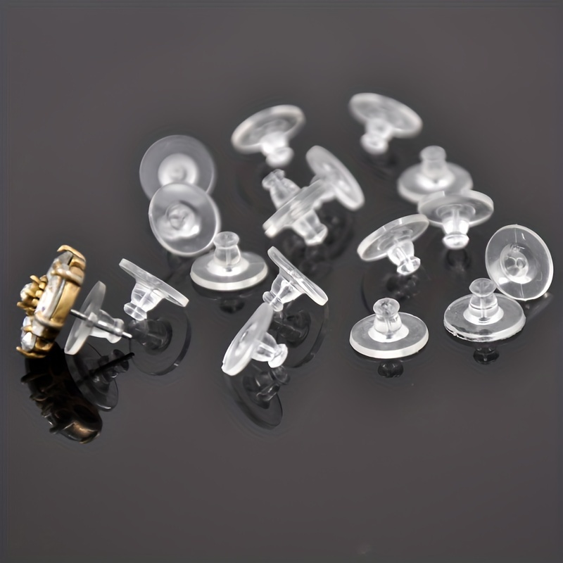 100-300Pcs Soft Silicone Rubber Earring Back Stoppers for Stud Earrings  Earnuts Butterfly Flat Ear Plugs