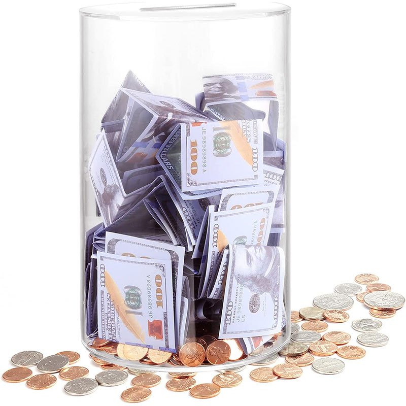 1pc Clear Piggy Bank For Adults, Clear Acrylic Piggy Bank, Money Tip Change  Box To Help Budget And Save, Unopenable Savings Coin Money Piggy Bank Jar