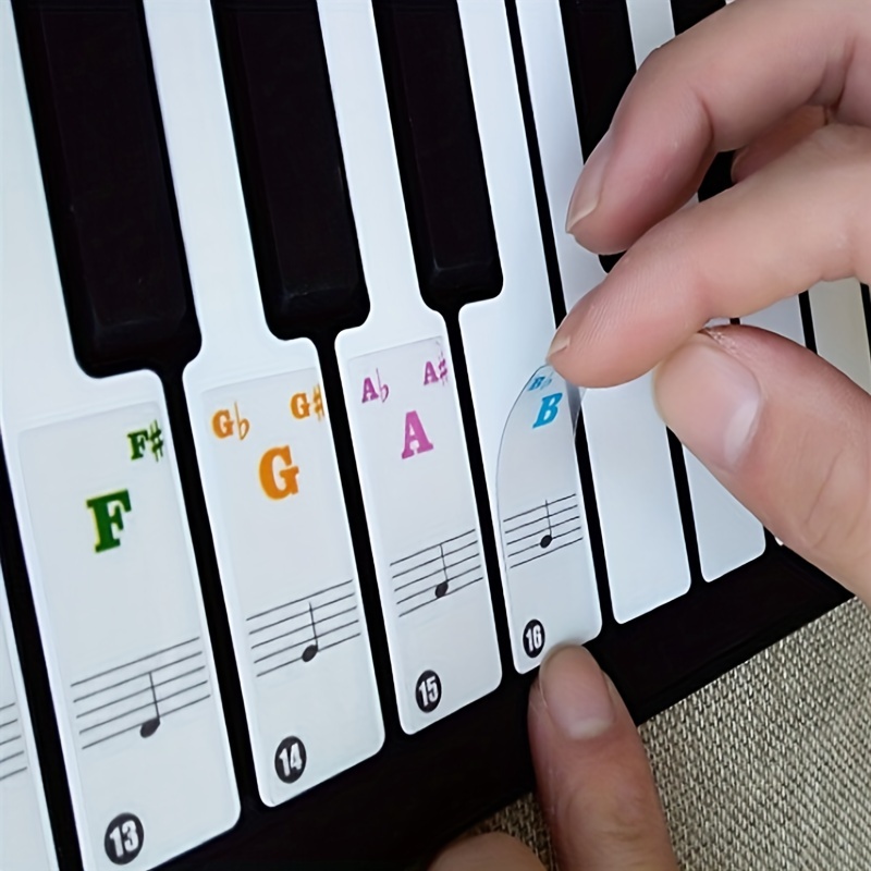 3pcs Clavier de piano amovible Notes Étiquettes Réutilisable Autocollants  de piano en silicone 88 touches
