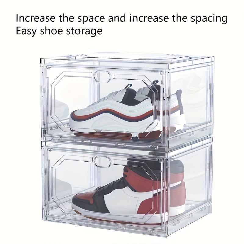 ANTBOX Shoe Organizer Storage Box, Portable Folding Shoe Rack for Closet  with Magnetic Clear Door,Large Sneaker Cabinet Bins All-in-one Sturdy Easy