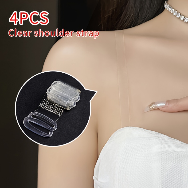 3 Pairs Ladies Striped Adjustable Band Invisible Bra Shoulder Straps Clear  