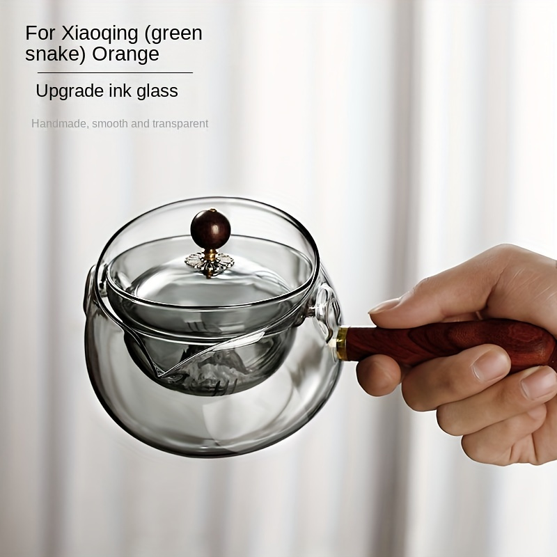 Vertical Pattern Glass Teapot With Walnut Cover Heat - Temu