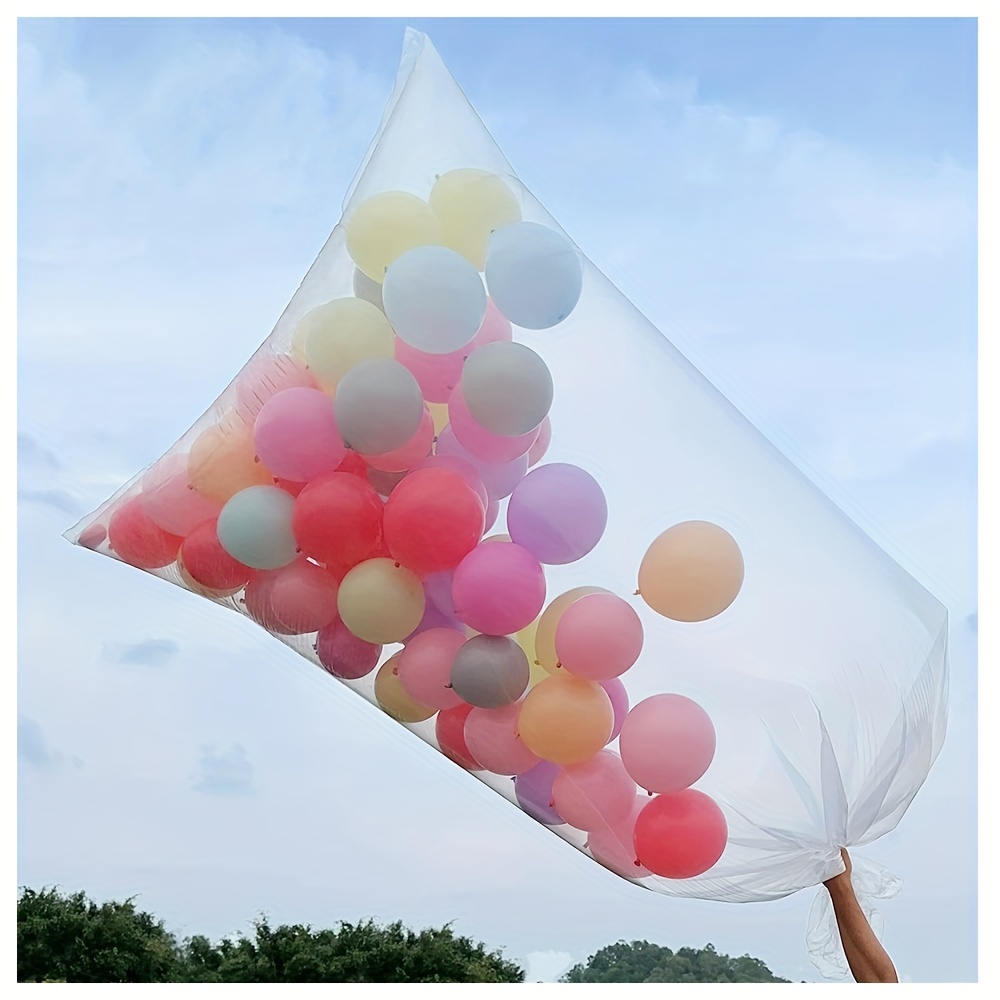 Large Balloon Bags for Transport, Balloon Transport Bags, 2 Pcs 98 X 59  Inches Thick Plastic Balloon Drop Bags Clear Giant Balloon Storage Bags for