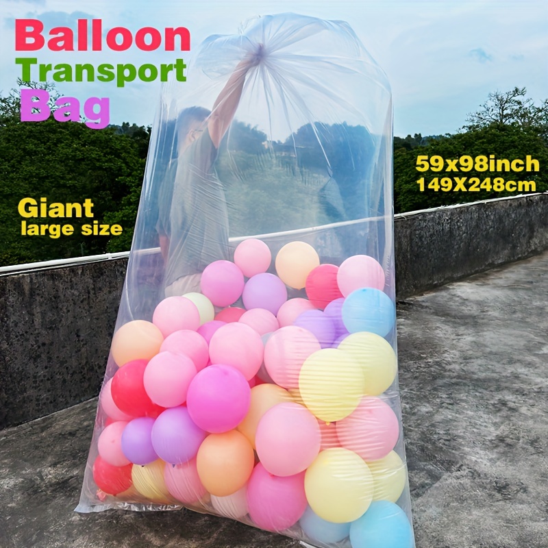 Large Balloon Bags for Transport, Balloon Transport Bags, 2 Pcs 98 X 59  Inches Thick Plastic Balloon Drop Bags Clear Giant Balloon Storage Bags for