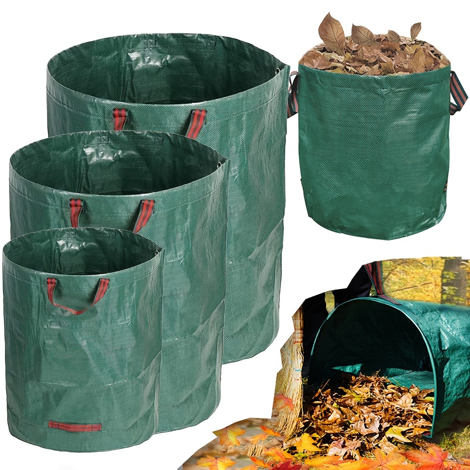 3 Pack Reuseable Garden Waste Bags, 32/63/72Gal Waterproof Debris Bag