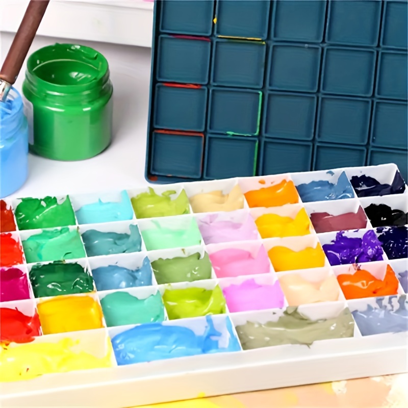 Paint Storage Palette Box 24 Wells With Lid Stay Wet For Watercolor Gouache  Acrylic And Oil Paint(1pc, Blue)