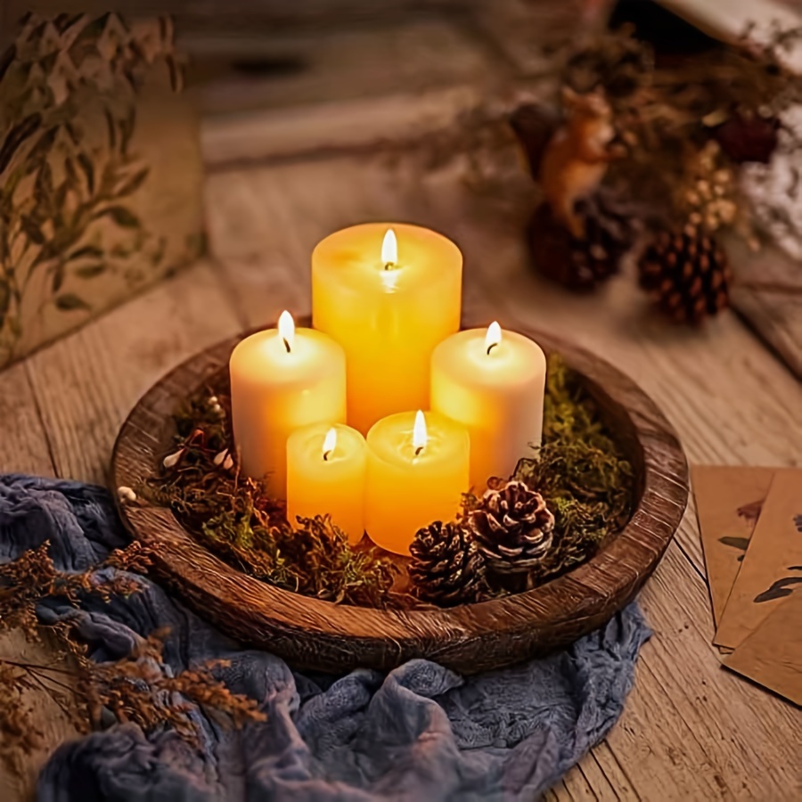 Bandeja decorativa redonda de madera de acacia para decoración del hogar,  bandeja de madera para servir, bandeja para velas, bandeja de perfume