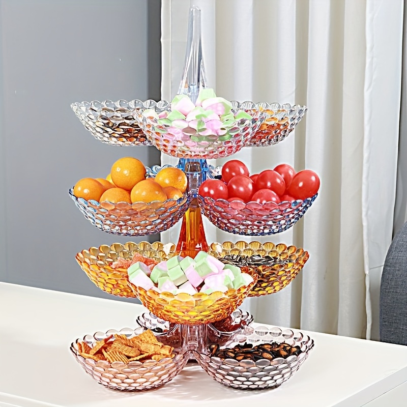 Plastic Snack Serving Tray with Airtight Lid and Removable Dividers  Portable Party Food Container Appetizer Fruit Candy Platters