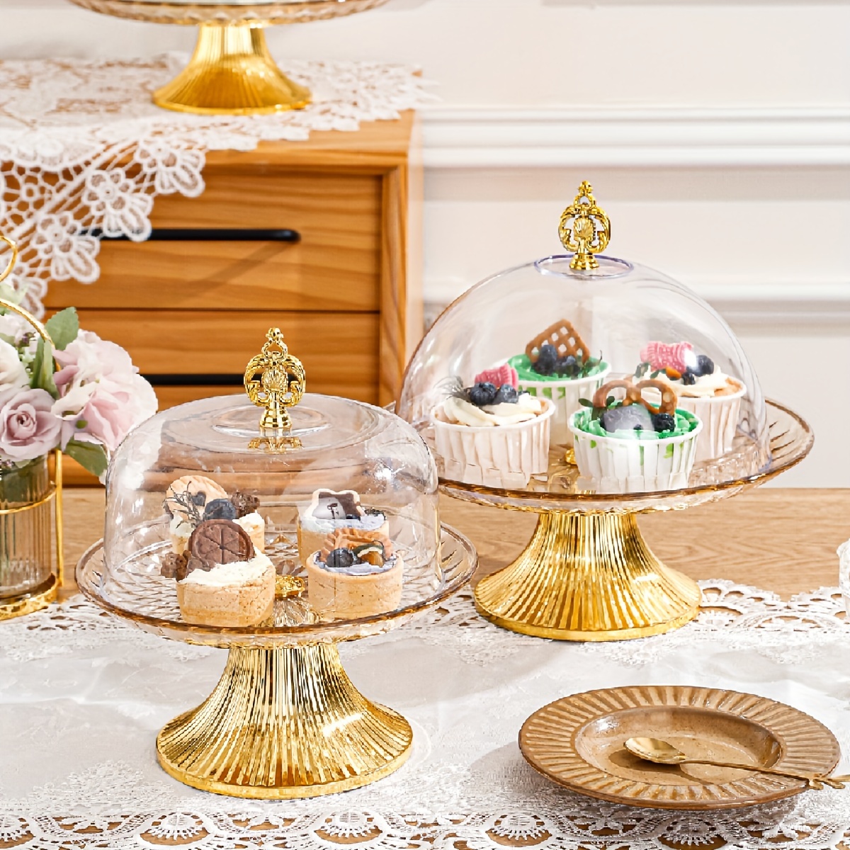 Tupperware Gold Dessert & Cake Stands