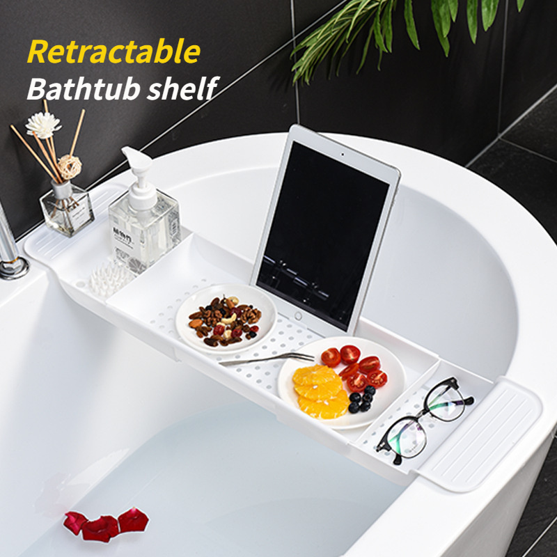 1pc Bathtub Tray, Bathroom Bathtub Tray, High-end Bamboo Bathtub Tray,  Bathroom Rack With Expandable Design, Suitable For All Bathroom Accessories  Suc