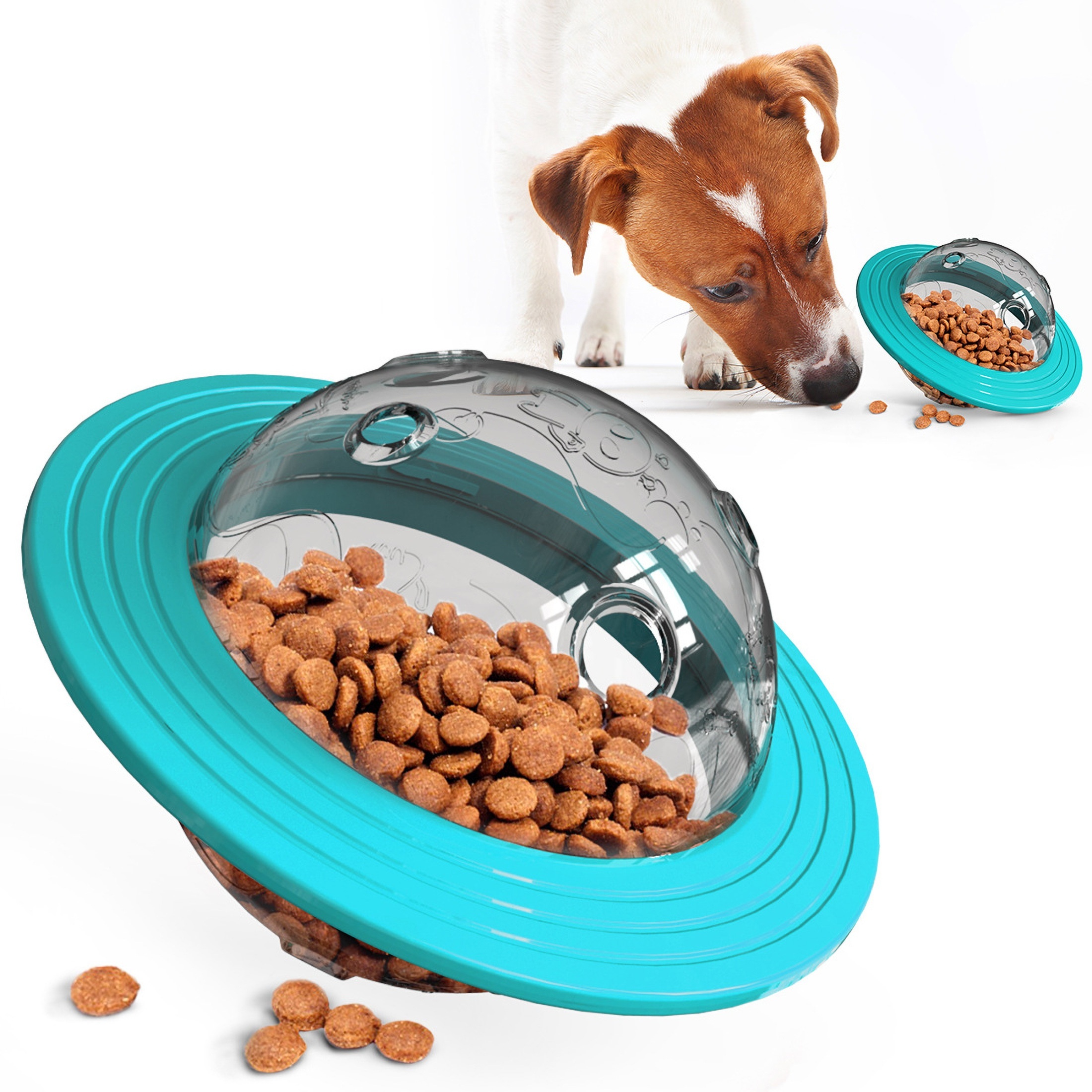Interactive Dog Treat Puzzle Toy IQ Training Healthy Eating Cat Slow Feeder  Dispensing Food Bowl Adjustable Height for Small Medium Puppy 